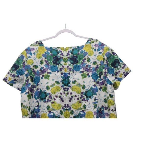 Talbots Midi Dress Size 22W Floral Multicolor Colorful Cotton Linen Lined Formal - Picture 9 of 12